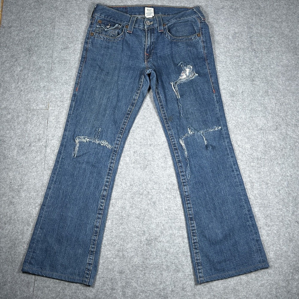 Vintage True Religion Billy Denim Jeans Mens 32 Medium Blue Wash Y2K Bootcut